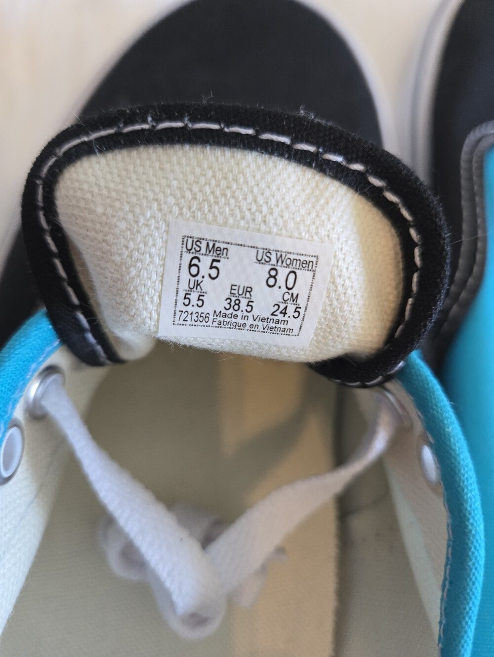 Vans Black & Teal Low Top Canvas Sneaker Shoe Laceup– Women’s 8 / Men’s 6.5 - Picture 5 of 5